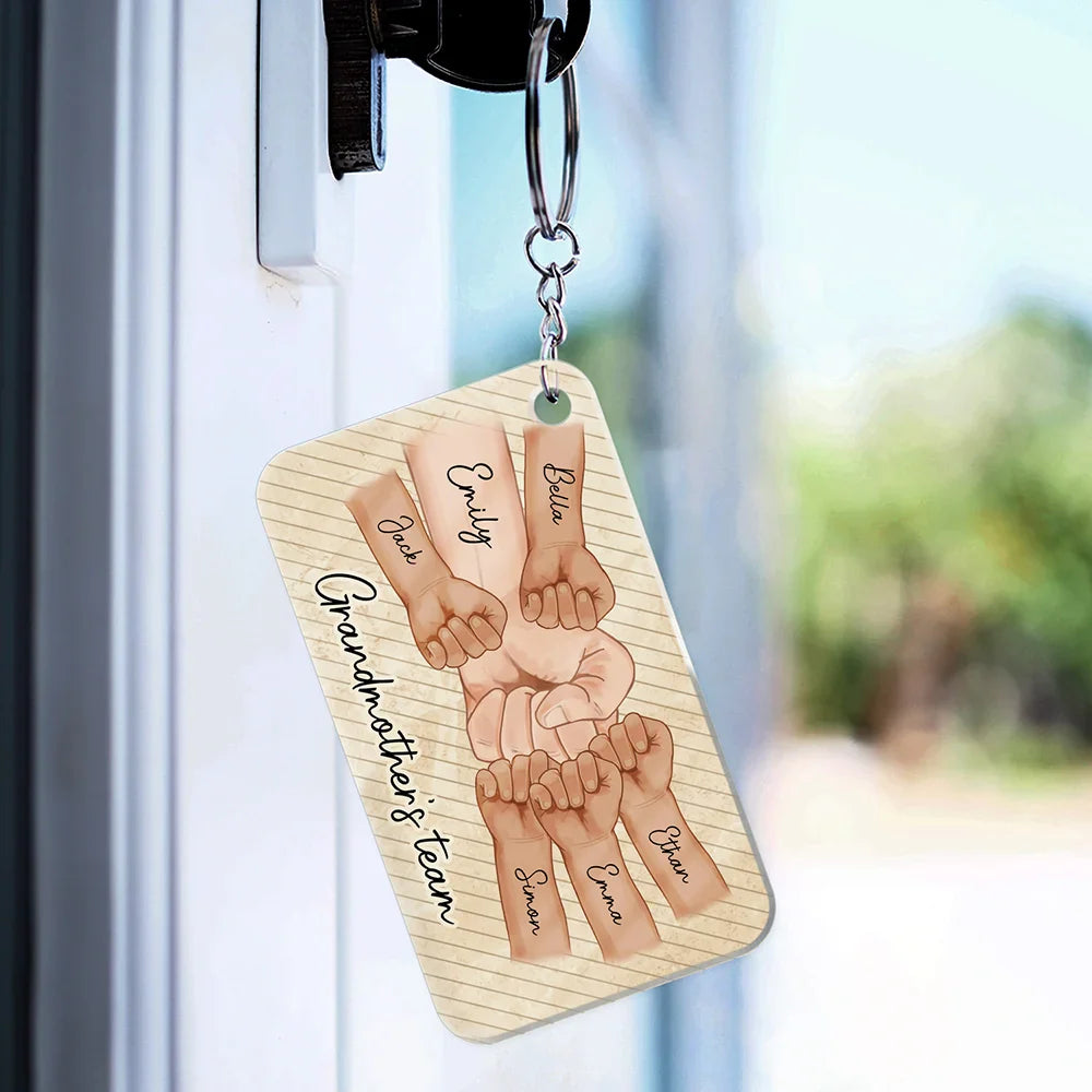 Daddy's Team Hand Punch - Personalized Acrylic Keychain