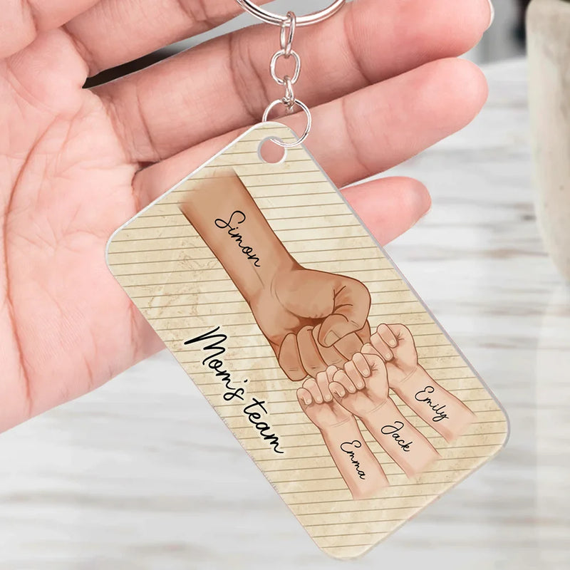 Daddy's Team Hand Punch - Personalized Acrylic Keychain