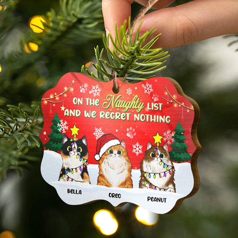 On The Naughty List - Christmas Gift For Cat Lovers - Personalized Custom Wooden Ornament