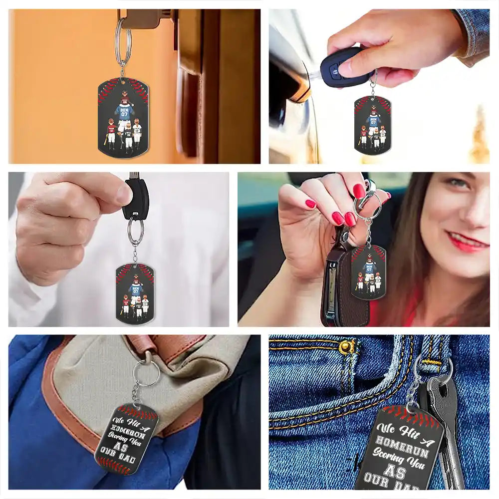 We Made A Home Run Baseball Dad - Personalized Aluminum Keychain