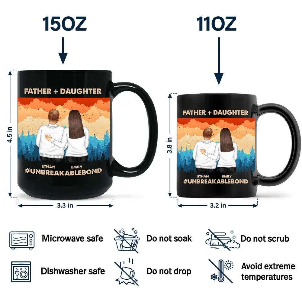 Father & Daughter Son Unbreakable Bond - Personalized Black Mug