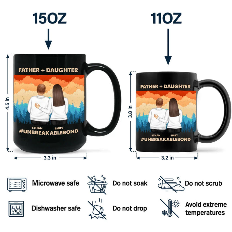 Father & Daughter Son Unbreakable Bond - Personalized Black Mug