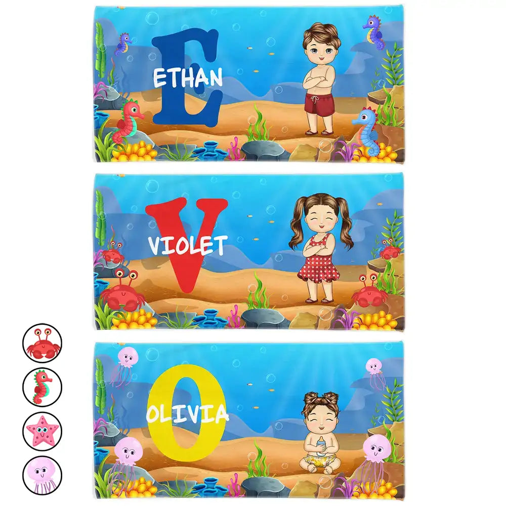 Alphabet Name Kid - Personalized Beach Towel