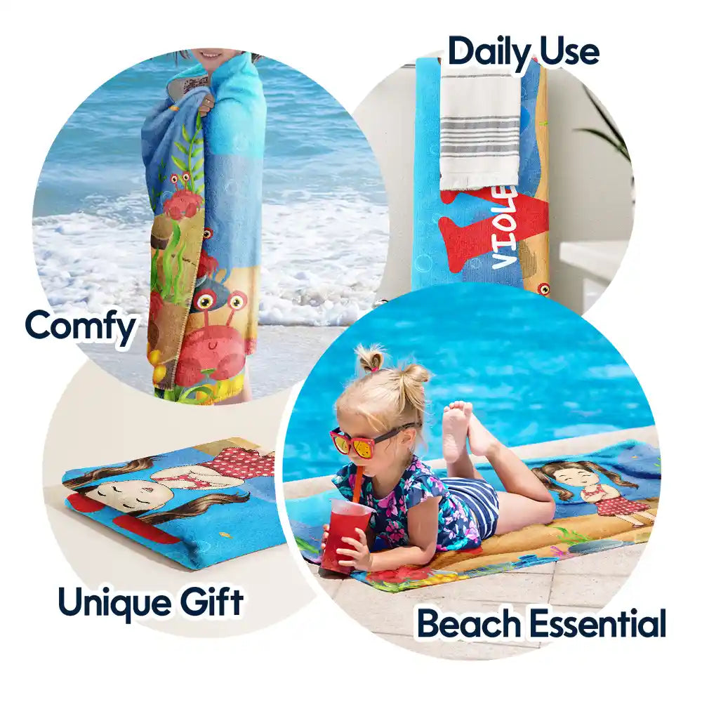 Alphabet Name Kid - Personalized Beach Towel