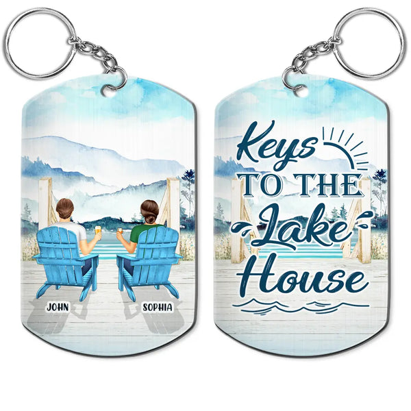 Couple Keys To The Beach Lake House - Personalized Aluminum Keychain