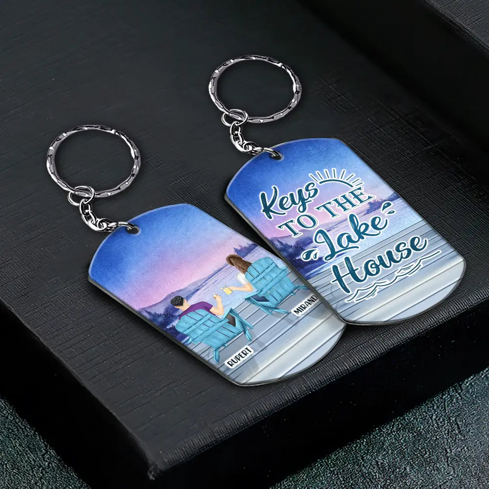 Couple Keys To The Beach Lake House - Personalized Aluminum Keychain