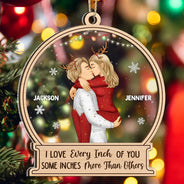 Christmas Couple Sideview Every Inch Of You - Personalized 2-Layered Mix Ornament