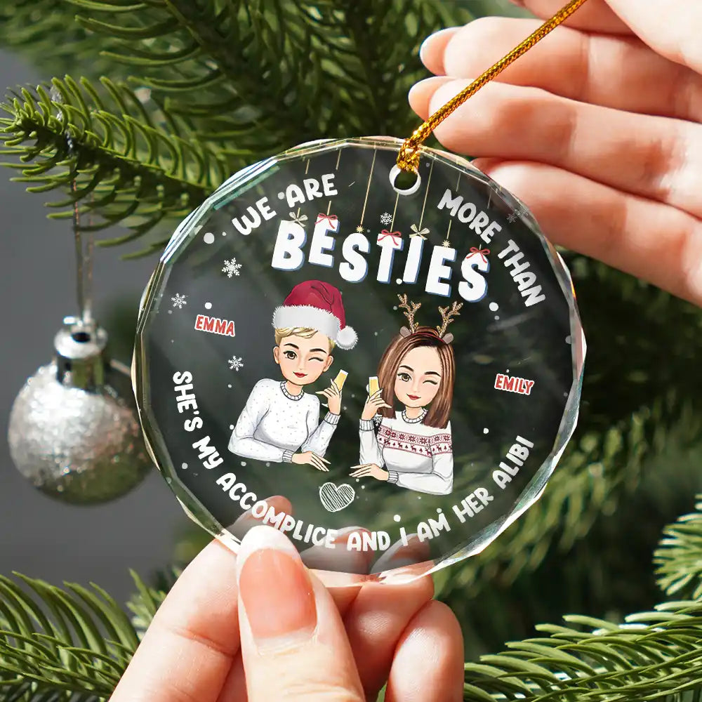Christmas We Are More Than Bestie - Personalized Circle Glass Ornament