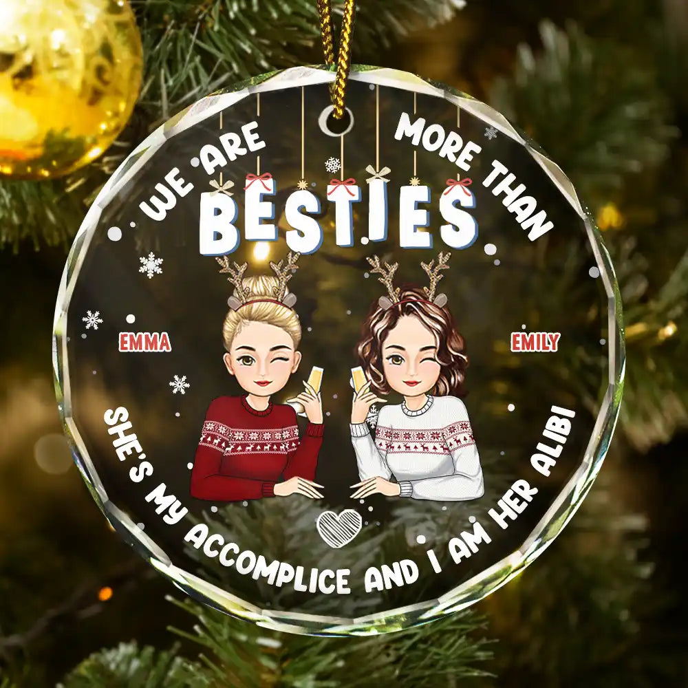 Christmas We Are More Than Bestie - Personalized Circle Glass Ornament