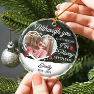 Christmas,Memorial,Sad,Custom Photo - Custom Photo Forever In My Heart Christmas - Personalized Circle Glass Ornament