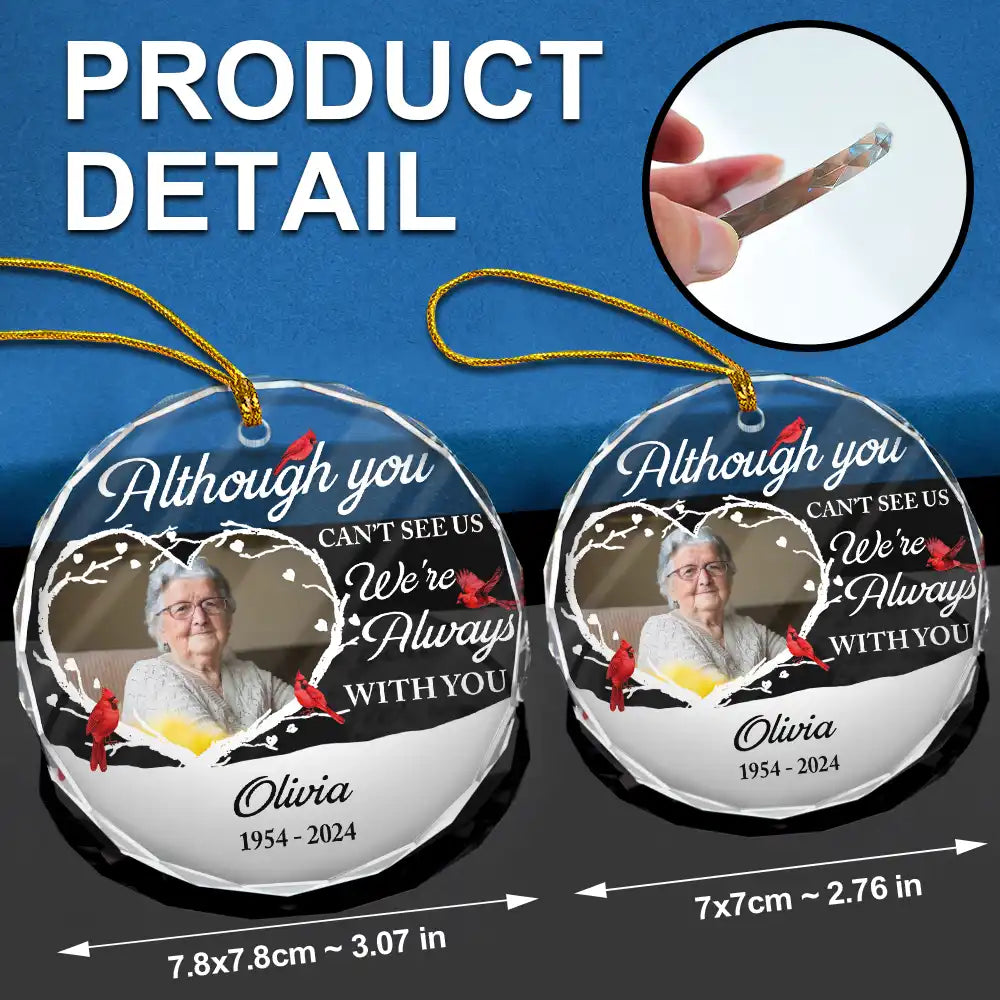 Christmas,Memorial,Sad,Custom Photo - Custom Photo Forever In My Heart Christmas - Personalized Circle Glass Ornament