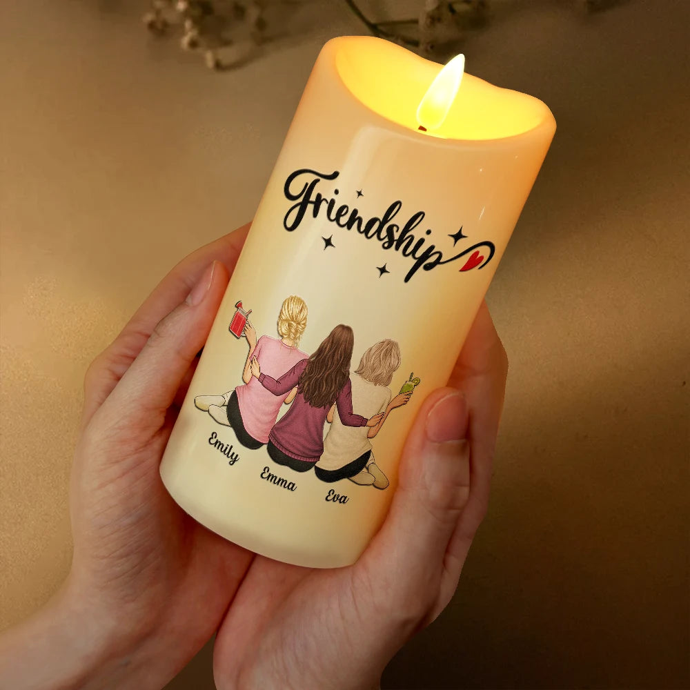 Gift For Bestie,Happy - I Feel So Lucky My Friend Is You - Personalized Flameless LED Candle