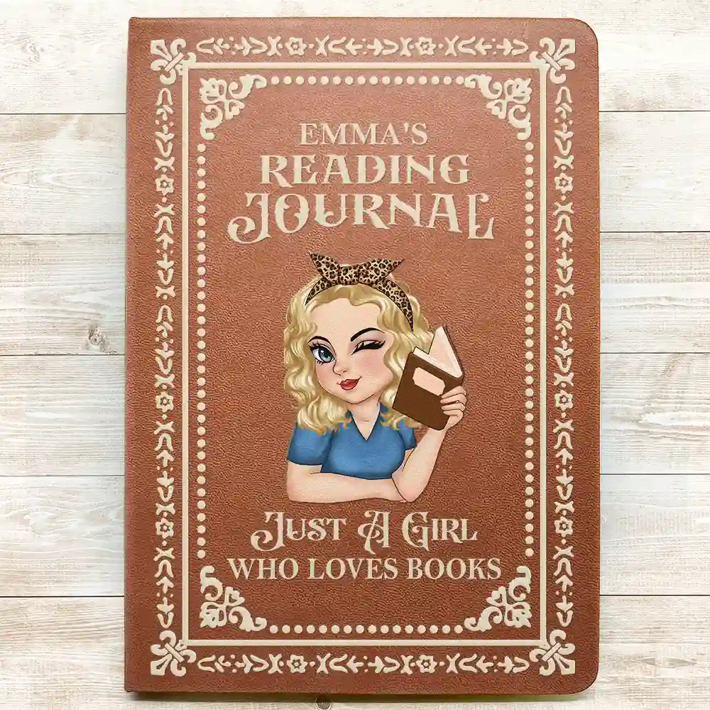 Reading, Gift For Yourself, Gift For Women - A Girl Who Loves Books Reading Journal - Personalized Leather Journal
