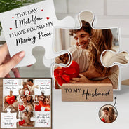 Gift For Couples, Gift For Husband, Gift For Wife, Gift For Boyfriend, Gift For Girlfriend - Custom Photo I Found My Missing Piece Puzzle - Personalized Custom Shaped Cardstock With Wooden Stand