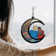 Gift For Couples,Gift For Husband,Gift For Wife,Gift For Boyfriend,Gift For Girlfriend - I Love You To The Moon And Back - Personalized Window Hanging Suncatcher Ornament
