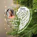 Memorial,Family,Parents,Gift For Grandparents,Sad,Christmas - Custom Photo Part Of My Heart Is With My Angel In Heaven - Personalized Heart Shaped Glass Ornament