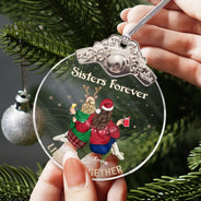 Gift For Sibling,Gift For Sisters,Gift For Brothers,Cousin,Christmas,Happy,Family - Brothers & Sisters Forever Linked Together - Personalized Glass Ornament With Silver Cap