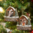 Christmas,Gift For Couples,Gift For Husband,Gift For Wife,Gift For Boyfriend,Gift For Girlfriend,Happy - Custom Photo God Gave Me You Couple Red Barn - Personalized Custom Shaped Wooden Ornament