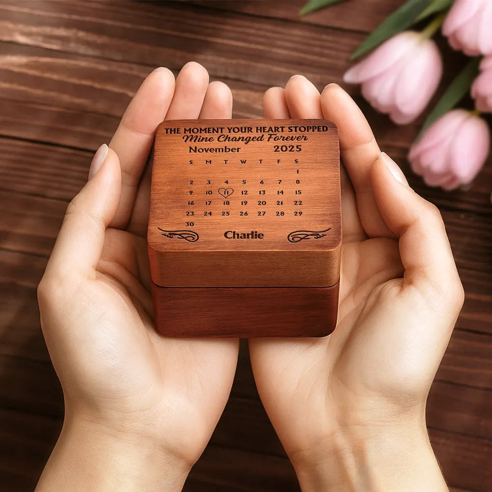 Gift For Yourself,Gift For Women,Gift For Men,Memorial,Sad - Custom Photo Calendar The Moment Your Heart Stopped - Personalized Wooden Accordion Photo Box