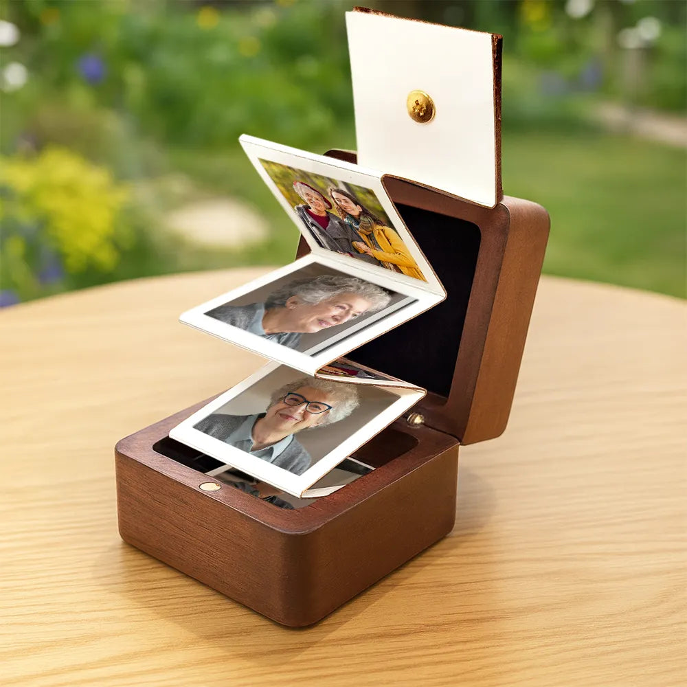 Gift For Yourself,Gift For Women,Gift For Men,Memorial,Sad - Custom Photo Calendar The Moment Your Heart Stopped - Personalized Wooden Accordion Photo Box