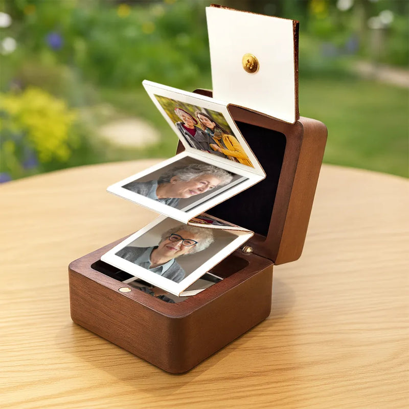 Gift For Yourself,Gift For Women,Gift For Men,Memorial,Sad - Custom Photo Calendar The Moment Your Heart Stopped - Personalized Wooden Accordion Photo Box