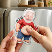 Gift For Father,Custom Photo,Humorous,Cut-Face Photo - Custom Photo Chilling Dad Bod - Personalized Squishy Acrylic Fridge Magnet