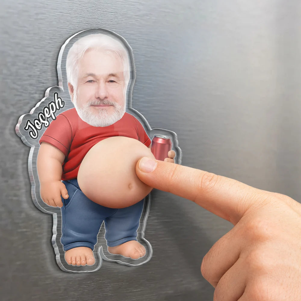 Gift For Father,Custom Photo,Humorous,Cut-Face Photo - Custom Photo Chilling Dad Bod - Personalized Squishy Acrylic Fridge Magnet