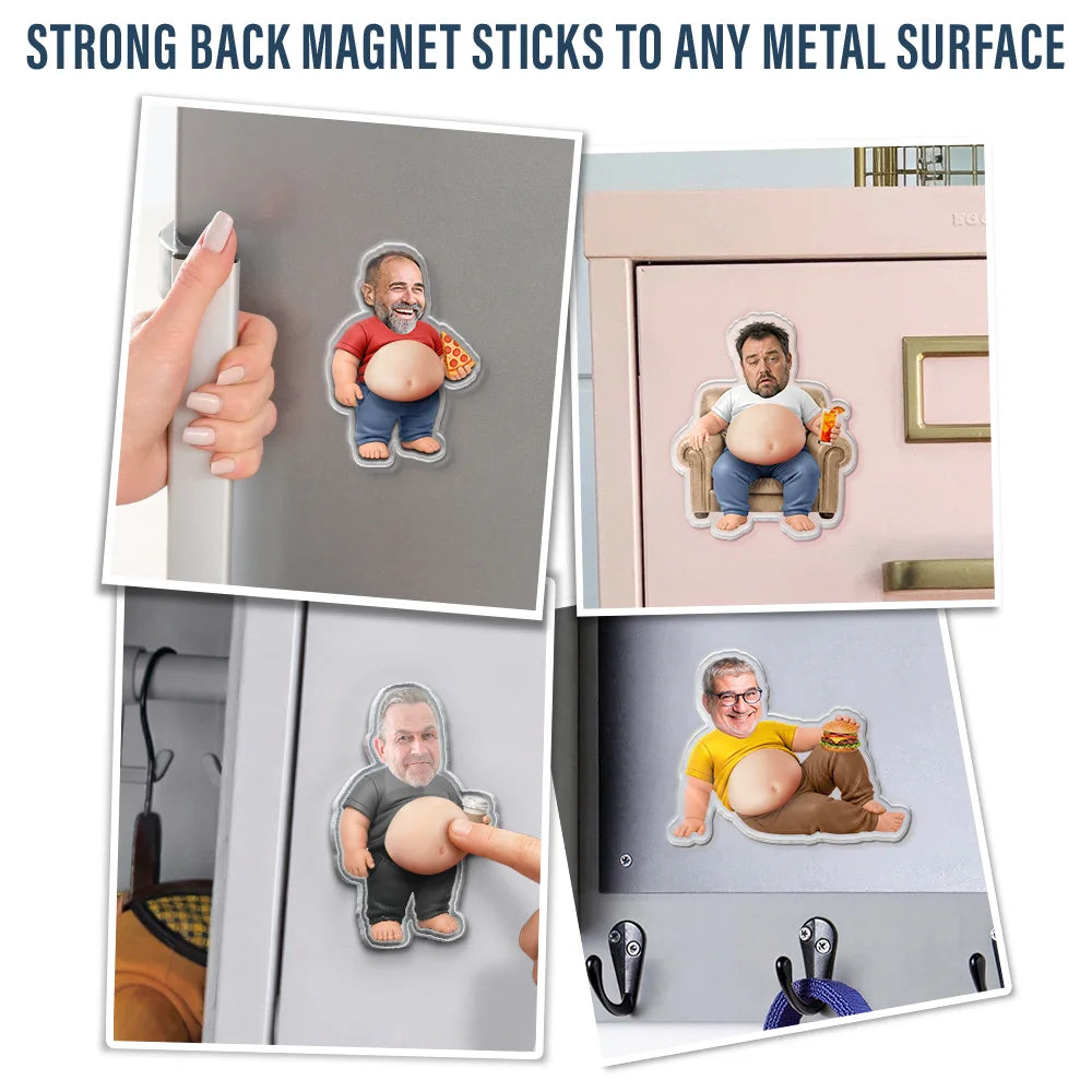 Gift For Father,Custom Photo,Humorous,Cut-Face Photo - Custom Photo Chilling Dad Bod - Personalized Squishy Acrylic Fridge Magnet