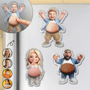 Custom Photo,Art Design,Family,Humorous,Photo - Belly FreeStyle Pose Cartoon Figure - Custom Photo Cartoon Belly Character Family Members - Personalized Squishy Acrylic Fridge Magnet