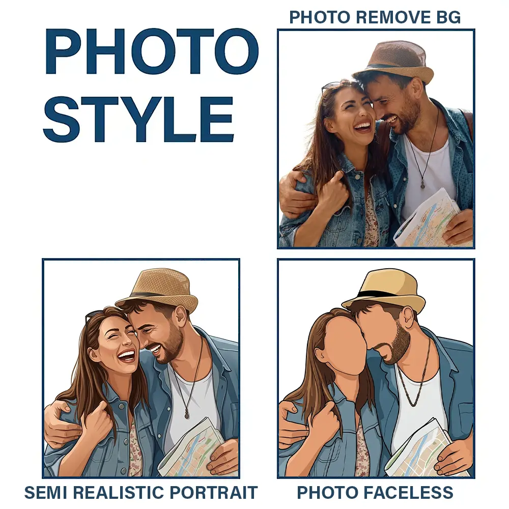 Custom Photo,Art Design,Family,Adorable,Photo - Semi Realistic Portrait - Custom Photo Semi Realistic Portrait Family Couple Pet Lovers Portrait - Personalized Acrylic Car Hanger
