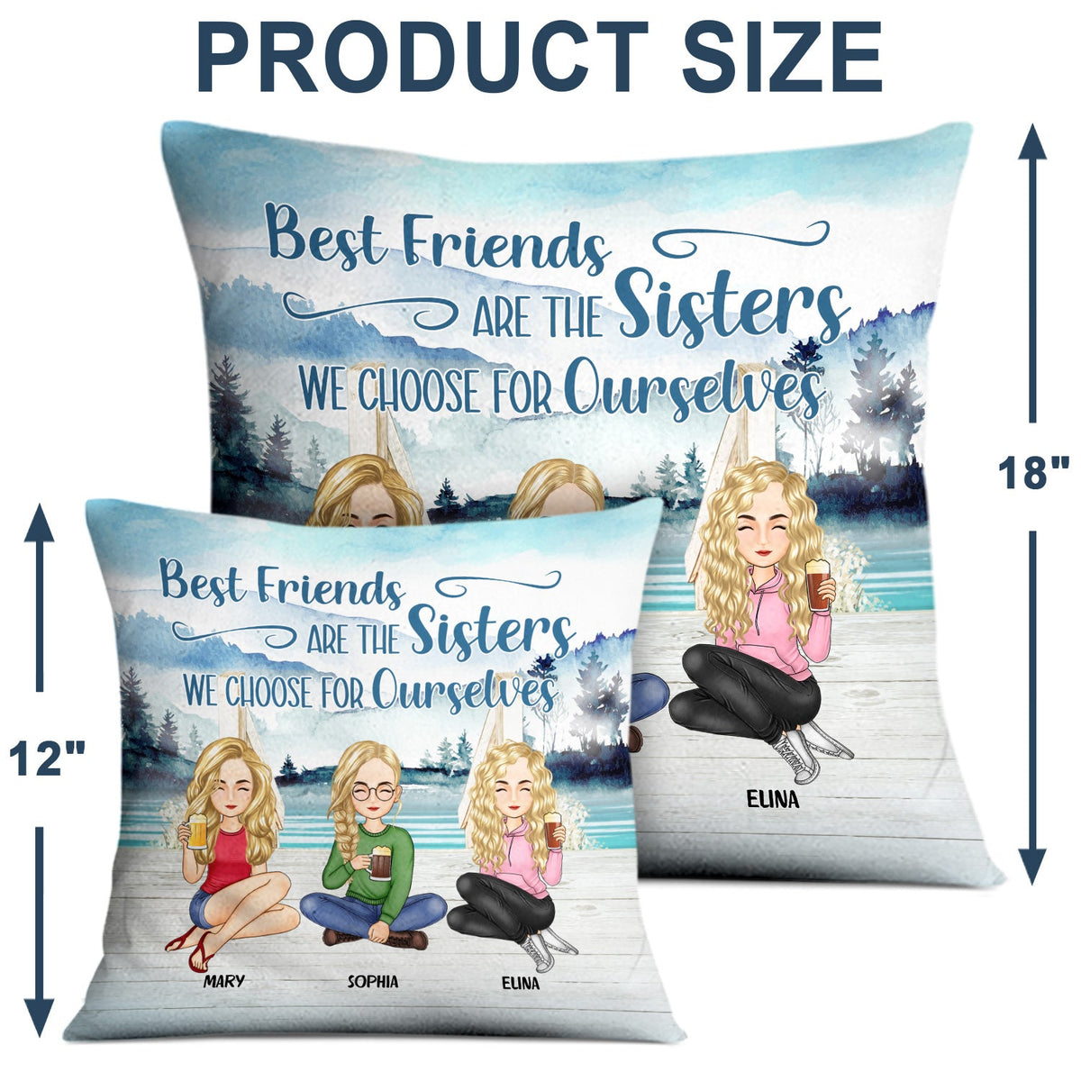 Lake Bestie Best Friends Are The Sisters - Gift For Besties - Personalized Pillow