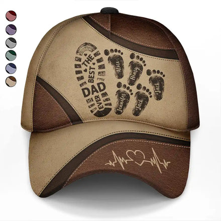 The Best Dad Grandpa Ever Footprints - Personalized Classic Cap