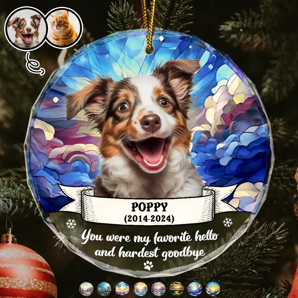 Custom Photo You Were My Favorite Hello And Hardest Goodbye - Personalized Circle Glass Ornament
