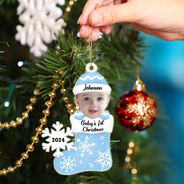 Custom Photo Baby's 1st Christmas - Personalized Cutout Acrylic Ornament