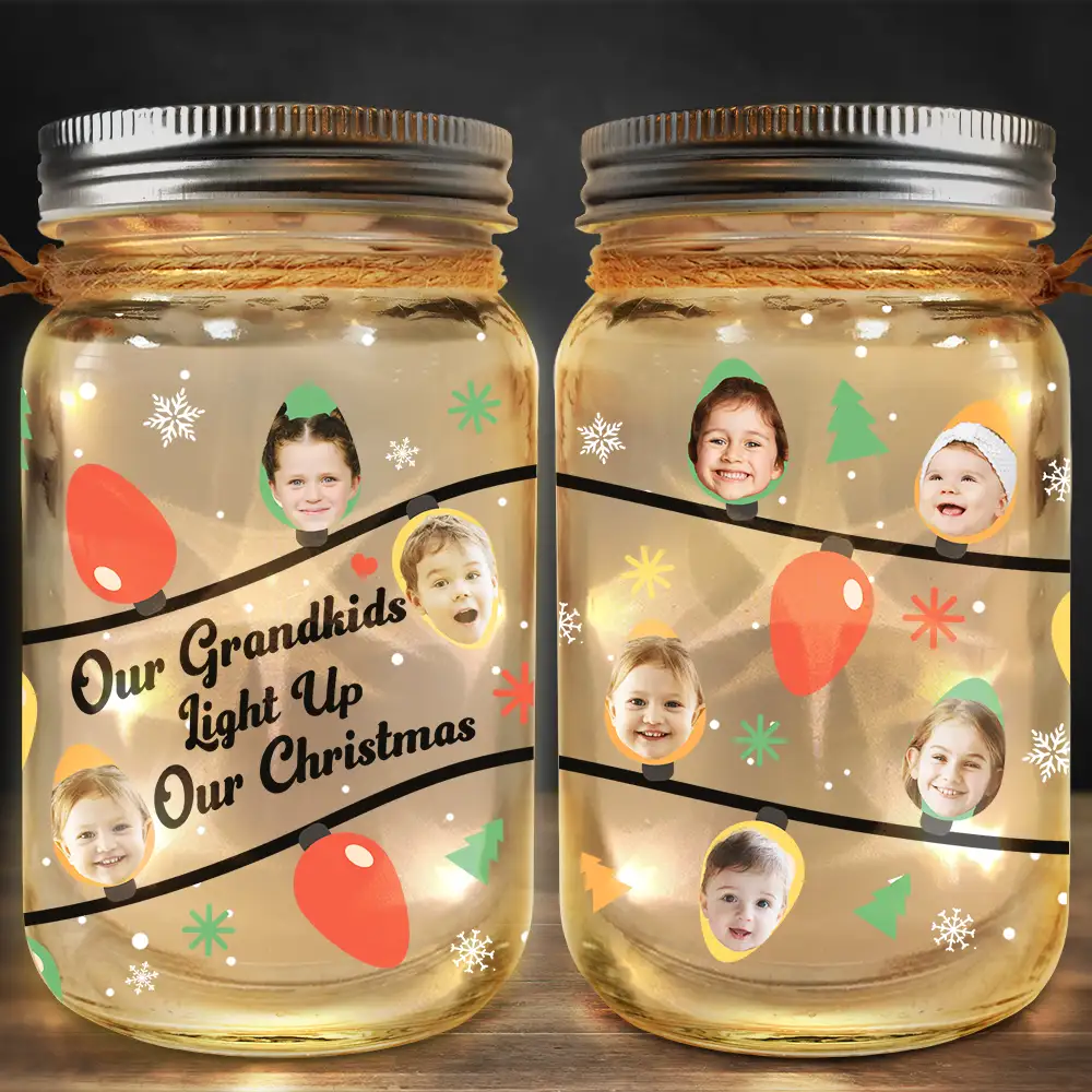 Custom Photo Light Up My Christmas - Personalized Mason Jar Light