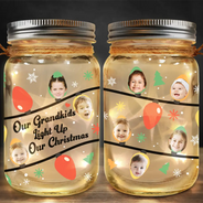 Custom Photo Light Up My Christmas - Personalized Mason Jar Light