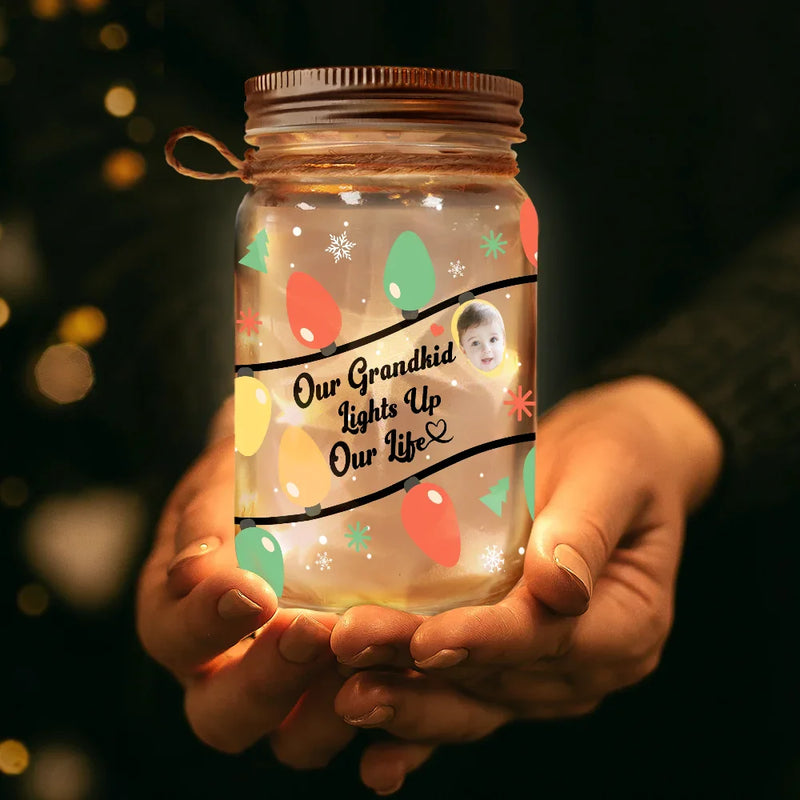 Custom Photo Light Up My Christmas - Personalized Mason Jar Light