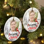 Memorial - Custom Photo I'm Always With You Cardinal - Personalized Circle Ceramic Ornament