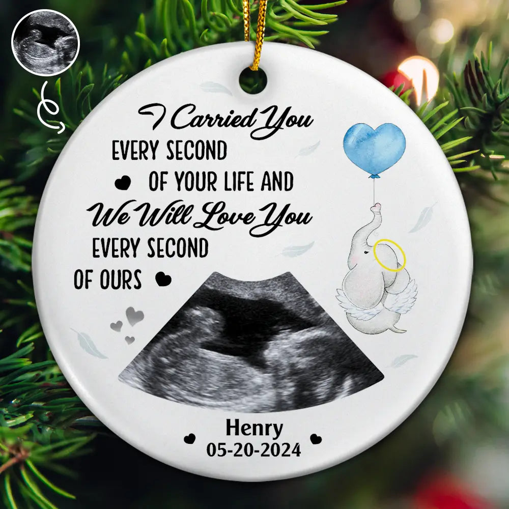 Custom Photo I Carried You Every Second Of Your Life - Personalized Circle Ceramic Ornament