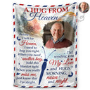 Memorial - Custom Photo A Hug From Heaven - Personalized Fleece Blanket, Sherpa Blanket