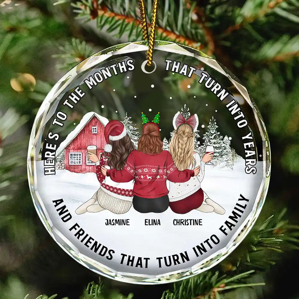 Friends That Turn Into Family - Personalized Circle Glass Ornament