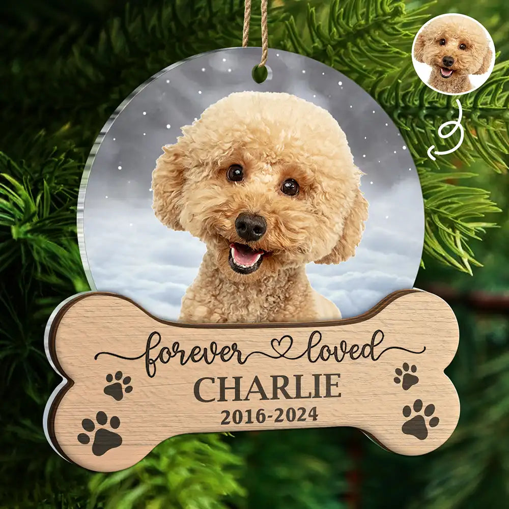 Christmas Custom Photo Memorial Forever Loved - Personalized 2-Layered Mix Ornament