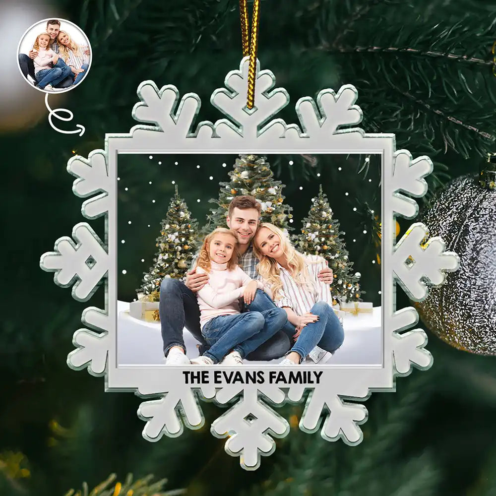 Custom Photo Family Snowflakes - Personalized Custom Shaped Acrylic Ornament