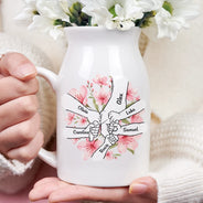 Gift For Mother,Gift For Grandma,Gift For Women,Love - Hand In Hand Birth Flower Grandma Mom - Personalized Ceramic Flower Vase