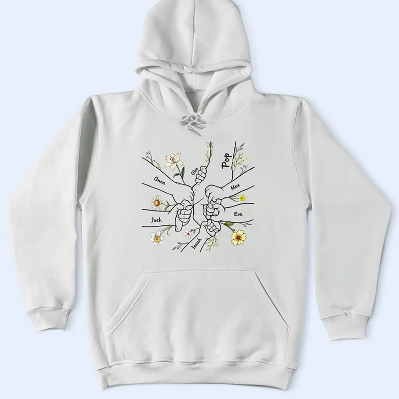 Gift For Mother,Gift For Grandma,Love - Hand In Hand Birth Flower Mom Kid Nana Grandkid - Personalized T Shirt