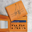 Gift For Father,Gift For Grandpa - Hand In Hand Grandpa Will Always Protect Grandkid - Personalized Engraved Leather Wallet