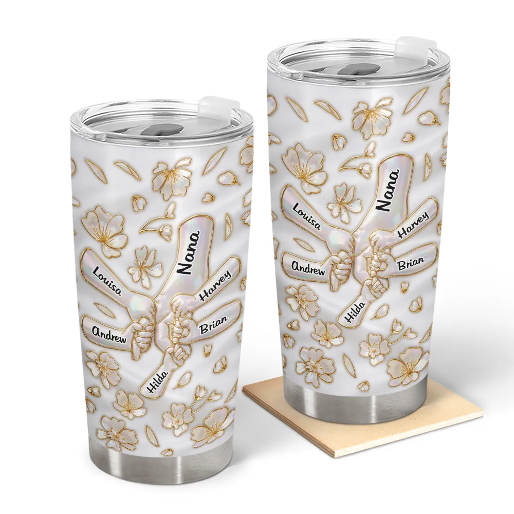 Hand In Hand Mom Grandma Nacre Effect - Personalized Tumbler