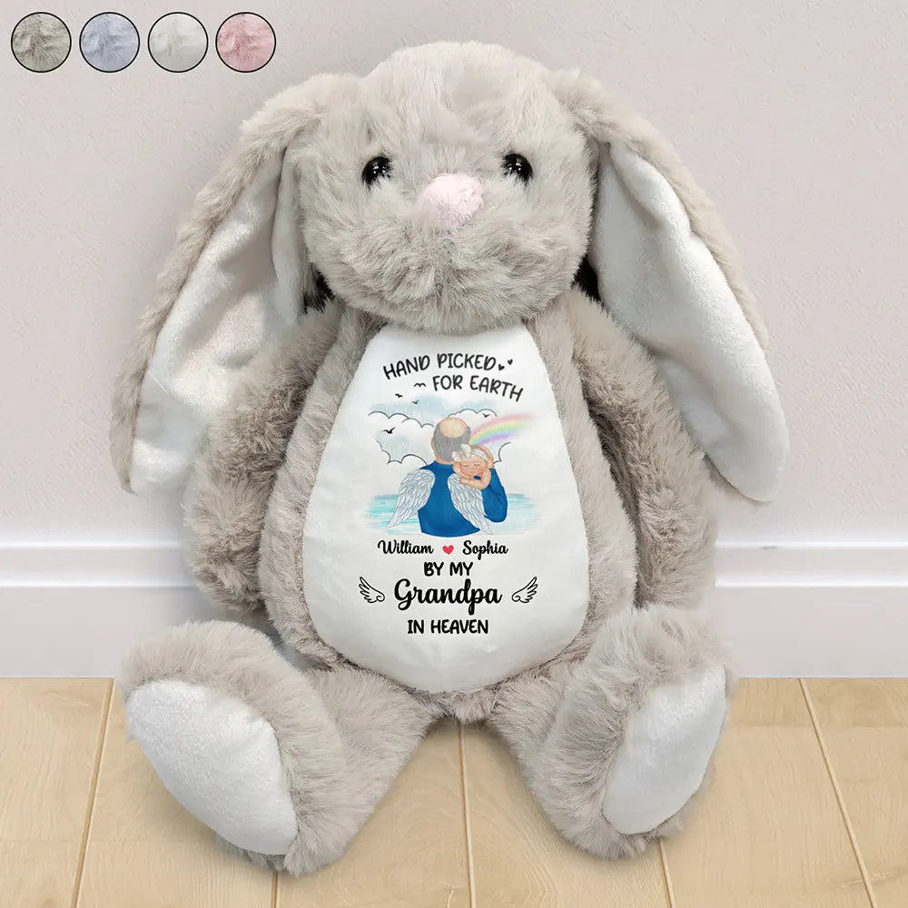 Hand Picked For Earth By My Grandpa Grandma - Personalized Soft Toy Bunny