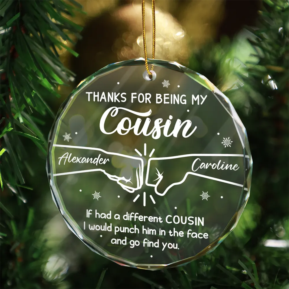 Christmas, Gift For Brothers, Gift For Sibling, Funny - Hand Punch Thanks For Being My Brother - Personalized Circle Glass Ornament