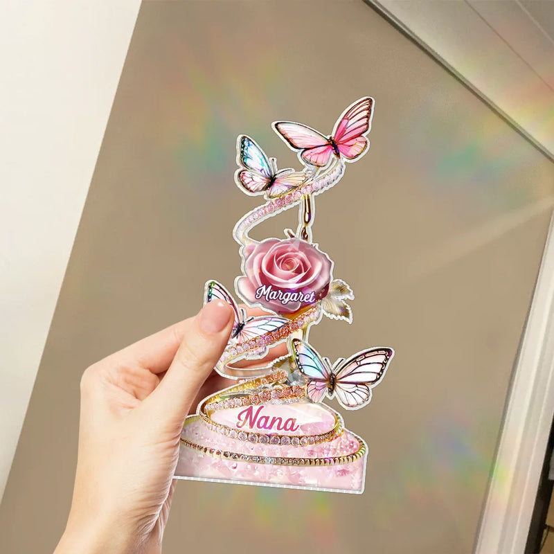 Gift For Mother, Gift For Grandma, Love - Handpicked Just For Mom Grandma 3D Crystal Effect Roses - Personalized Holographic Acrylic Plaque